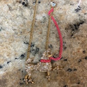 Betsey Johnson gold and pink poodle necklace new with tags